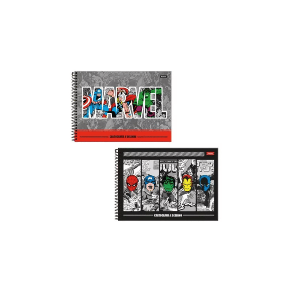 CADERNO DE CARTOGRAFIA E DESENHO MARVEL COMICS CADERNO DE CARTOGRAFIA E DESENHO MARVEL COMICS - FORONI / 80 FOLHAS / MATERIAL ESCOLAR - Imagem 1