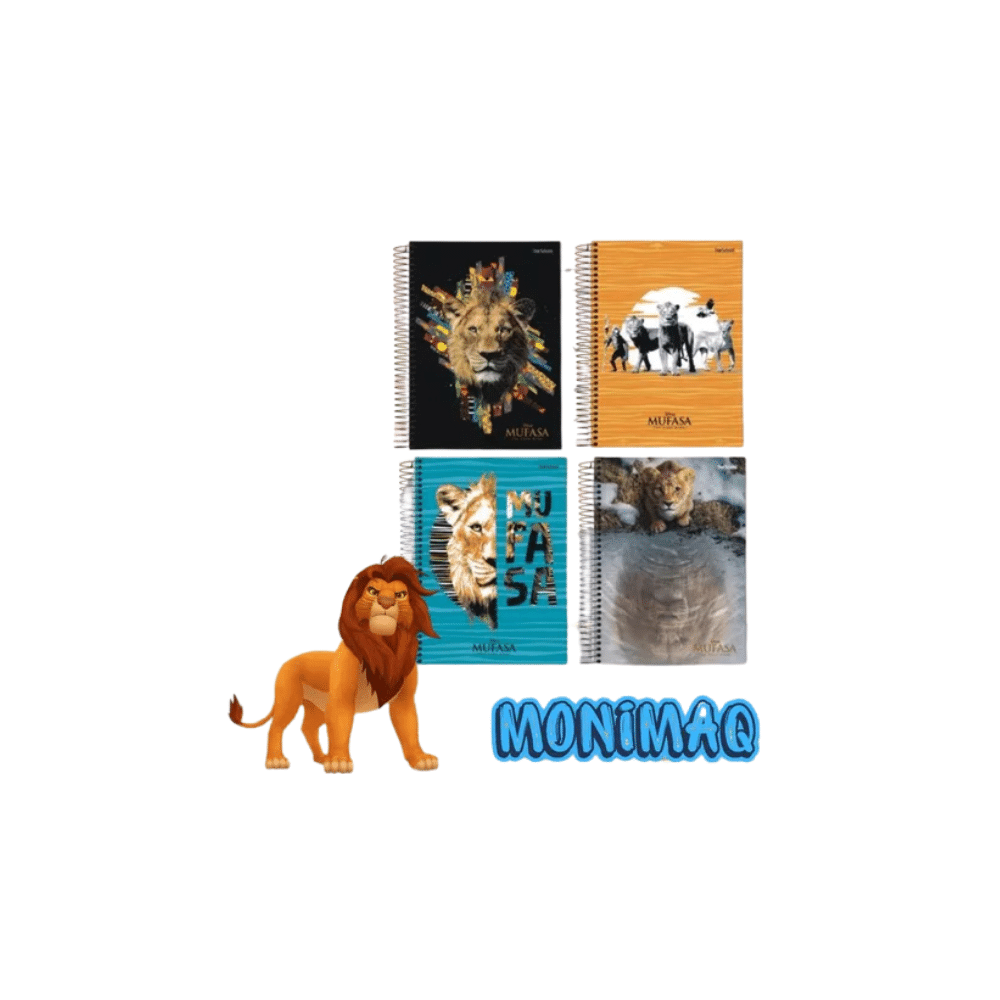 CADERNO UNIVERSITÁRIO ESPEIRAL 10 MATÉRIAS REI LEÃO MUFASA 160 FOLHAS JANDAIA STAR SCHOOL CADERNO UNIVERSITÁRIO ESPEIRAL 10 MATÉRIAS REI LEÃO MUFASA / 160 FOLHAS / JANDAIA / STAR SCHOOL - Imagem 1