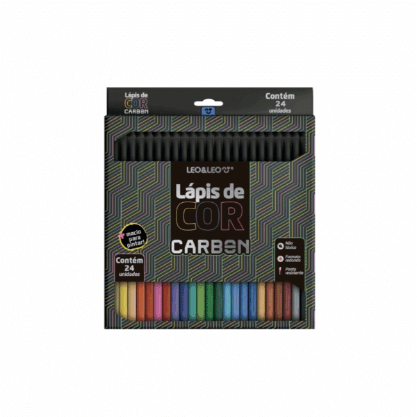 LAPIS DE COR CARBON / 24 CORES / LEO&LEO / LEONORA / MATERIAL ESCOLAR