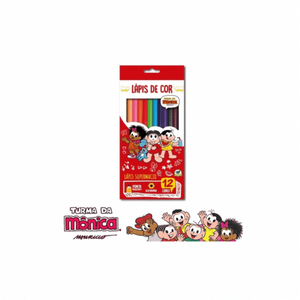 LÁPIS DE COR TURMA DA MONICA / 12 CORES / LYKE / PAPELARIA FOFA KAWAII