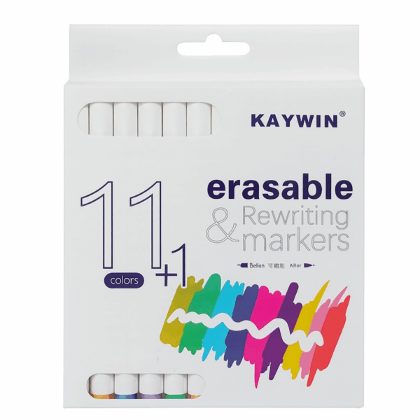 Kit Marca Texto Apagável 12 Cores - Kaywin