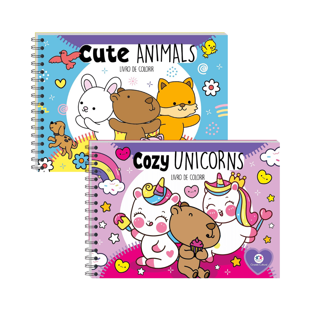 RASCUNHOS 2 (7) LIVRO PARA COLORIR | CUTE ANIMALS | COZY UNICORNS | 96 PÁGINAS - Imagem 1