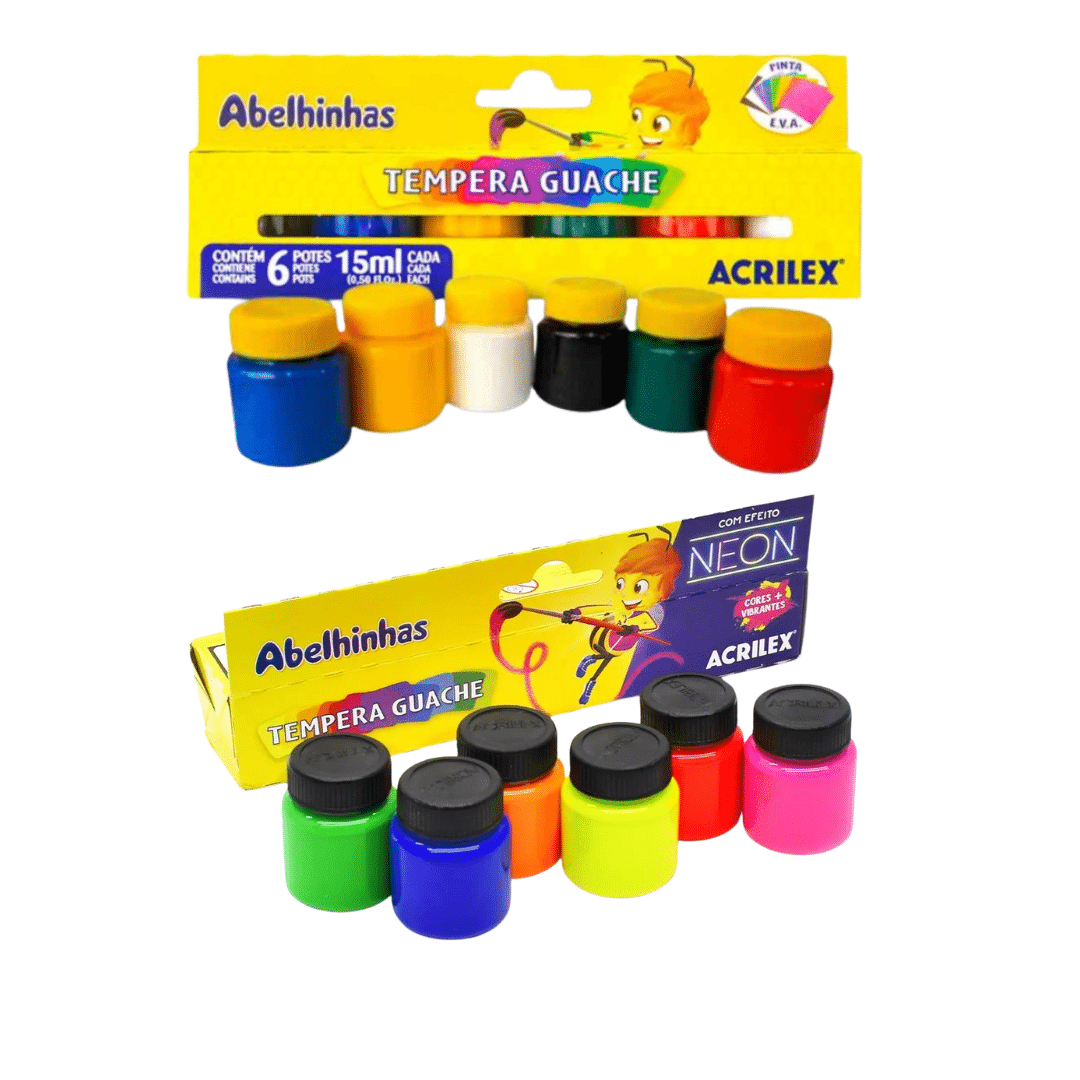 Cópia de Sem nome - 2025-11-25T085957.374 Tinta Tempera Guache Para Criança Desenhar Pintar Colorir | 6 cores - Acrilex - Imagem 1