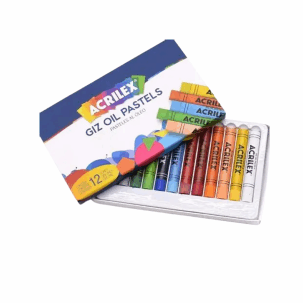 GIZ PASTEL OIL ACRILEX - KIT ARTISTICO COM 12 CORES SORTIDAS