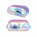 Estojo Escolar Triplo Juvenil Stitch Holográfico - Luxcel