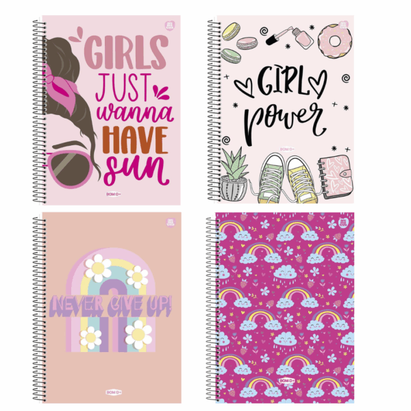 CADERNO UNIV. BOM D+| 10 MATÉRIAS | 160FLS | FEMININO - ANIMATIVA