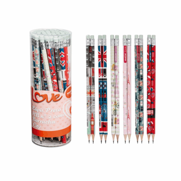 LAPIS GRAFITE COM BORRACHA LOVE CITY - MOLIN