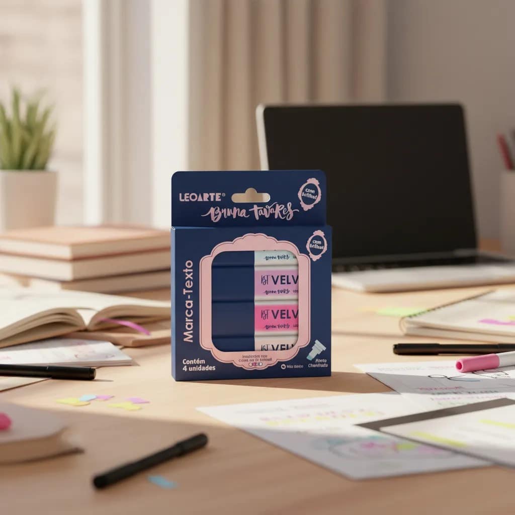 MARCA TEXTO VELVET C/BRILHO 4 CORES BRUNA TAVARES - BY LEOARTE - Imagem 2