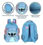 MOCHILA INFANTIL 3D STITCH E ANGEL COM ESTAMPA EM PELÚCIA - LUXCEL - Imagem 3
