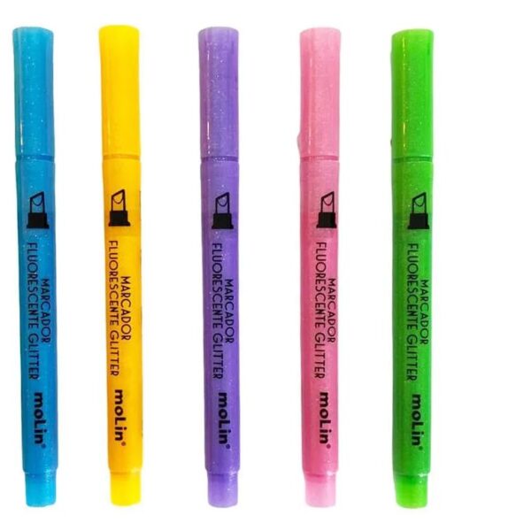 MARCA TEXTO FLOURESCENTE COM GLITTER | CORES SORTIDAS - MOLIN
