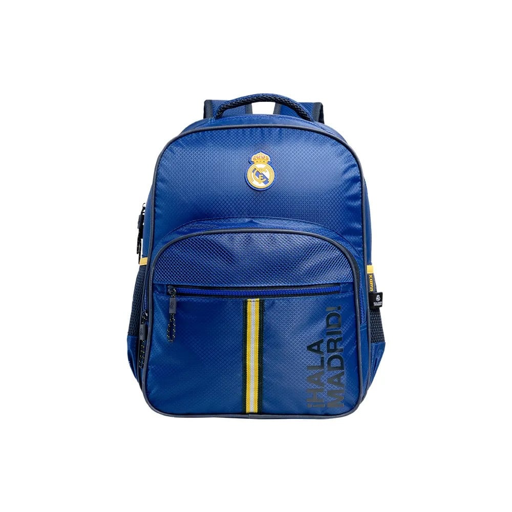 MOCHILA ESPORTIVA ESCOLAR REAL MADRID | AZUL | BOLSOS FRONTAL E LATERAL | ALÇAS ACOLCHOADAS | ESPAÇOSA | ZIPER BICOLOR - XERYUS - Imagem 2
