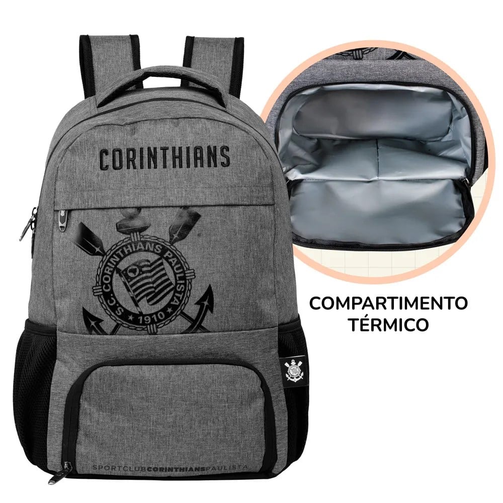MOCHILA OFICIAL ESCOLAR CORINTHIANS | COM ALÇAS MACIAS | BOLSO EXTERNO | ESPAÇOSA - XERYUS - Imagem 2