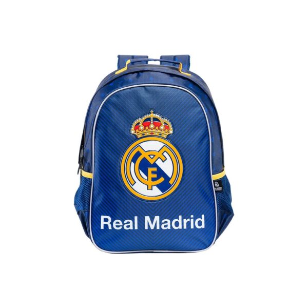 MOCHILA ESPORTIVA ESCOLAR BRASÃO REAL MADRID | AZUL | ALÇAS ACOLCHOADAS | BOLSOS LATERAIS - XERYUS