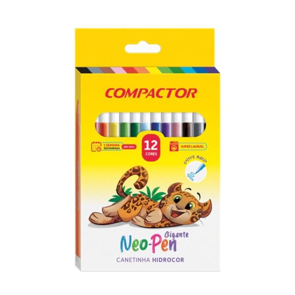 CANETINHA NEO-PEN GIGANTE HIDROGRAFICA |12 CORES - COMPACTOR