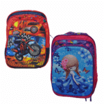 Mochila Escolar Infantil 3D | Bolsos Laterais | Zíper Duplo | De Costas - Diversas