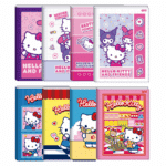 CADERNO BROCHURA HELLO KITTY - PEQUENO (1/4) | CARTELA DE ADESIVOS DUPLA - JANDAIA
