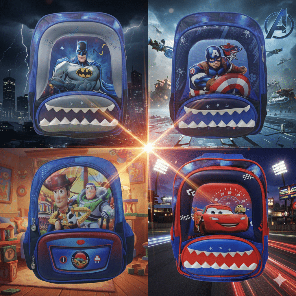 Gemini_Generated_Image_fwcyi0fwcyi0fwcy MOCHILA ESCOLAR 3D MENINOS - PERSONAGENS DIVERSOS | 2 DIVISÓRIAS - Imagem 1