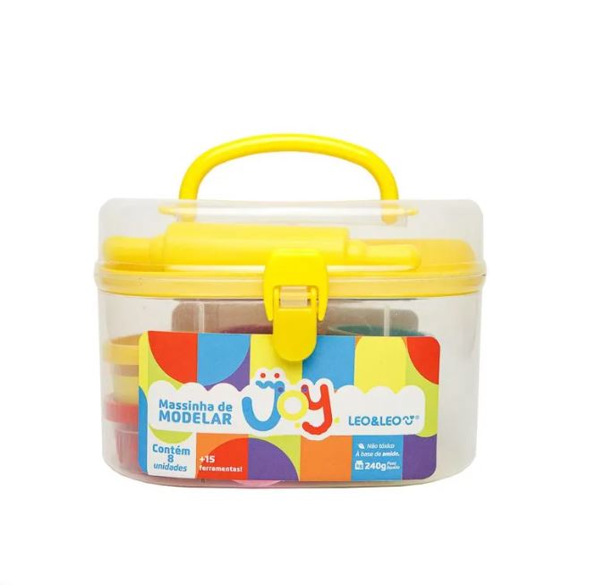 3952 JOCAR - MASSA MODELAR JOY - 73532_1 Kit Massa De Modelar Joy Maleta - 8 Cores Mais 15 Moldes Leo&Leo - Imagem 1