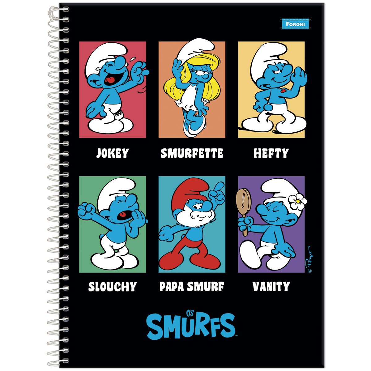 3963 - ESPIRAL SMURFS - 3391778_3 CADERNO UNIVERSITARIO SMURFS CAPA DURA 160FLS 10 MATÉRIAS - FORONI - Imagem 1