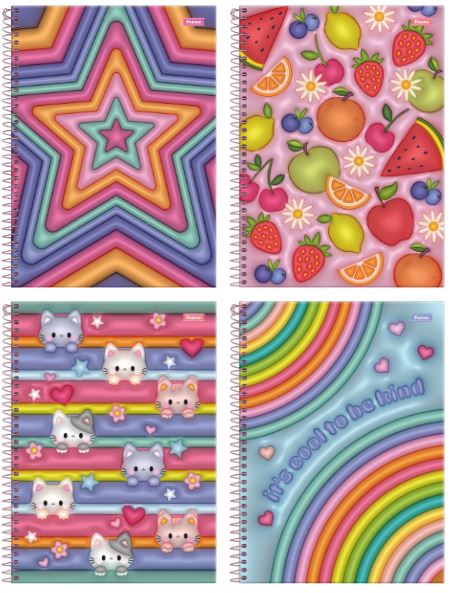3967 - ESPIRAL NICE CREAM CADERNO UNIVERSITÁRIO NICECREAM CAPA DURA 160FLS 10 MATÉRIAS - FORONI - Imagem 1