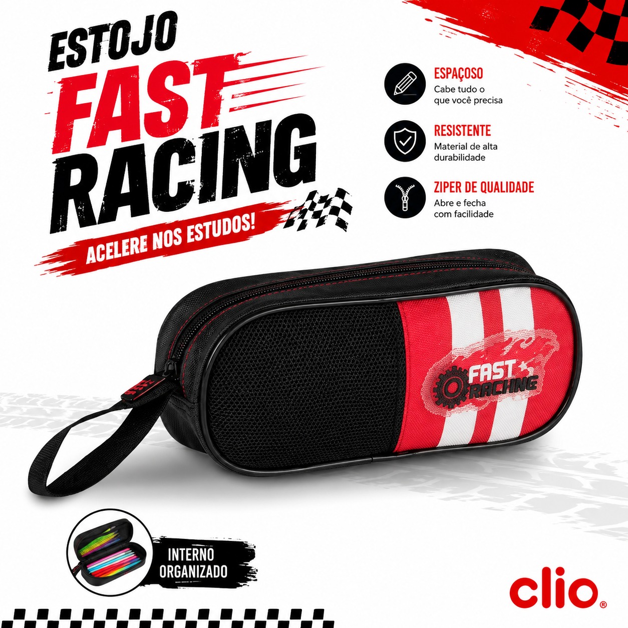 4187 - ESTOJO FAST MACHINE ESTOJO ESCOLAR SIMPLES FAST MACHINE - CLIO - Imagem 1