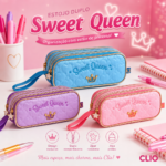 Estojo Escolar Sweet Queen | Rosa | 2 divisórias - Clio