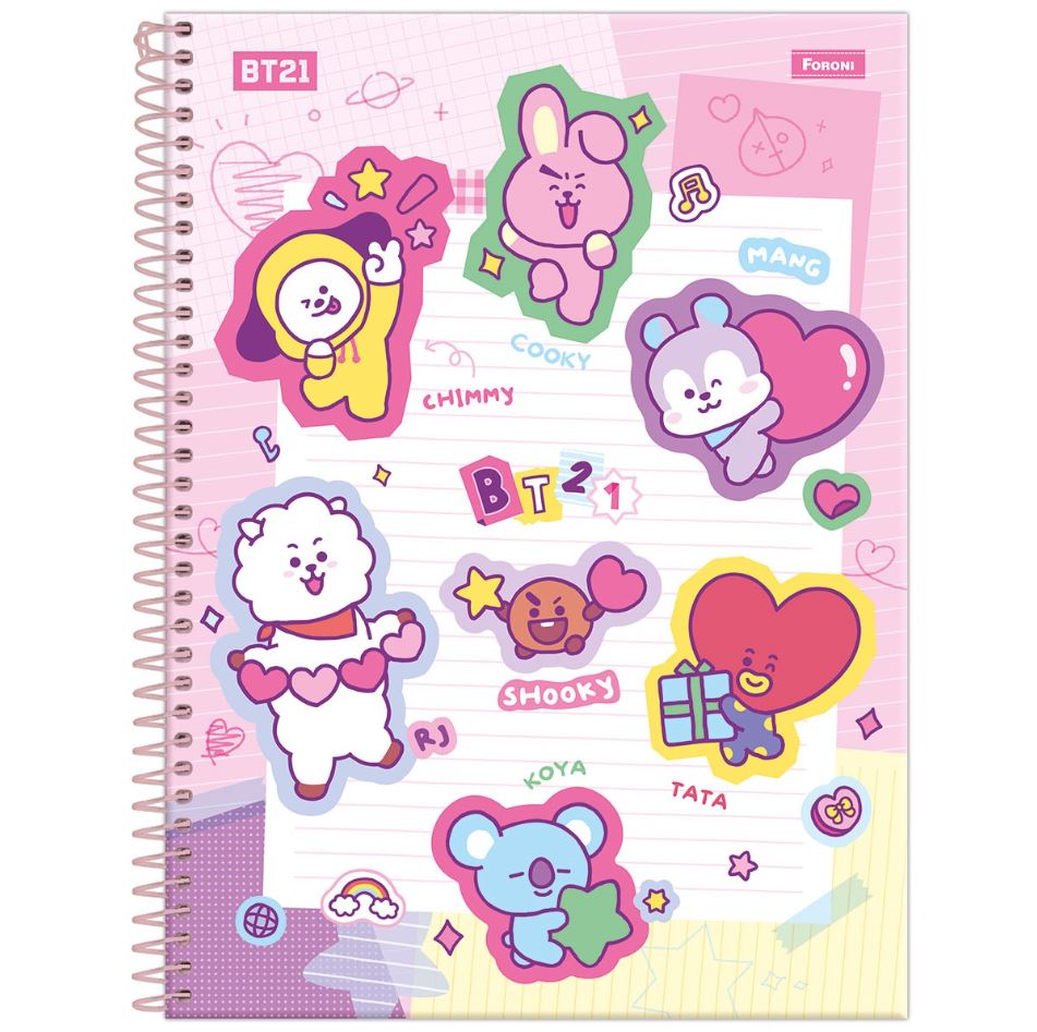4259 4260 - BT21 01 E 10 MATERIAS_1 Caderno Universitário BT21 | Capa dura | 160fls | 10 matérias - Foroni - Imagem 1