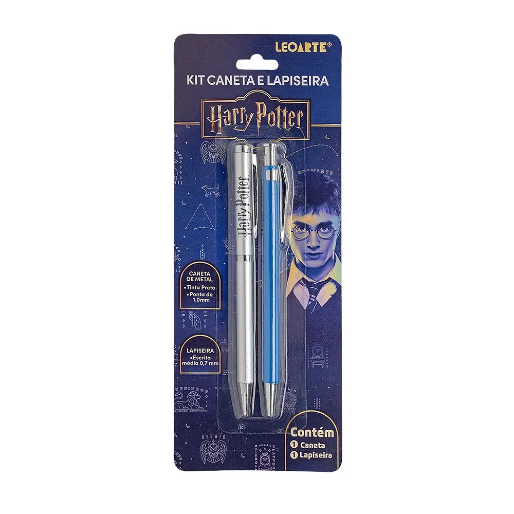 kit caneta harry 3926 - 1 KIT CANETA PRETA 1.0 E LAPISEIRA 0.7 HARRY POTTER - LEOARTE - Imagem 1