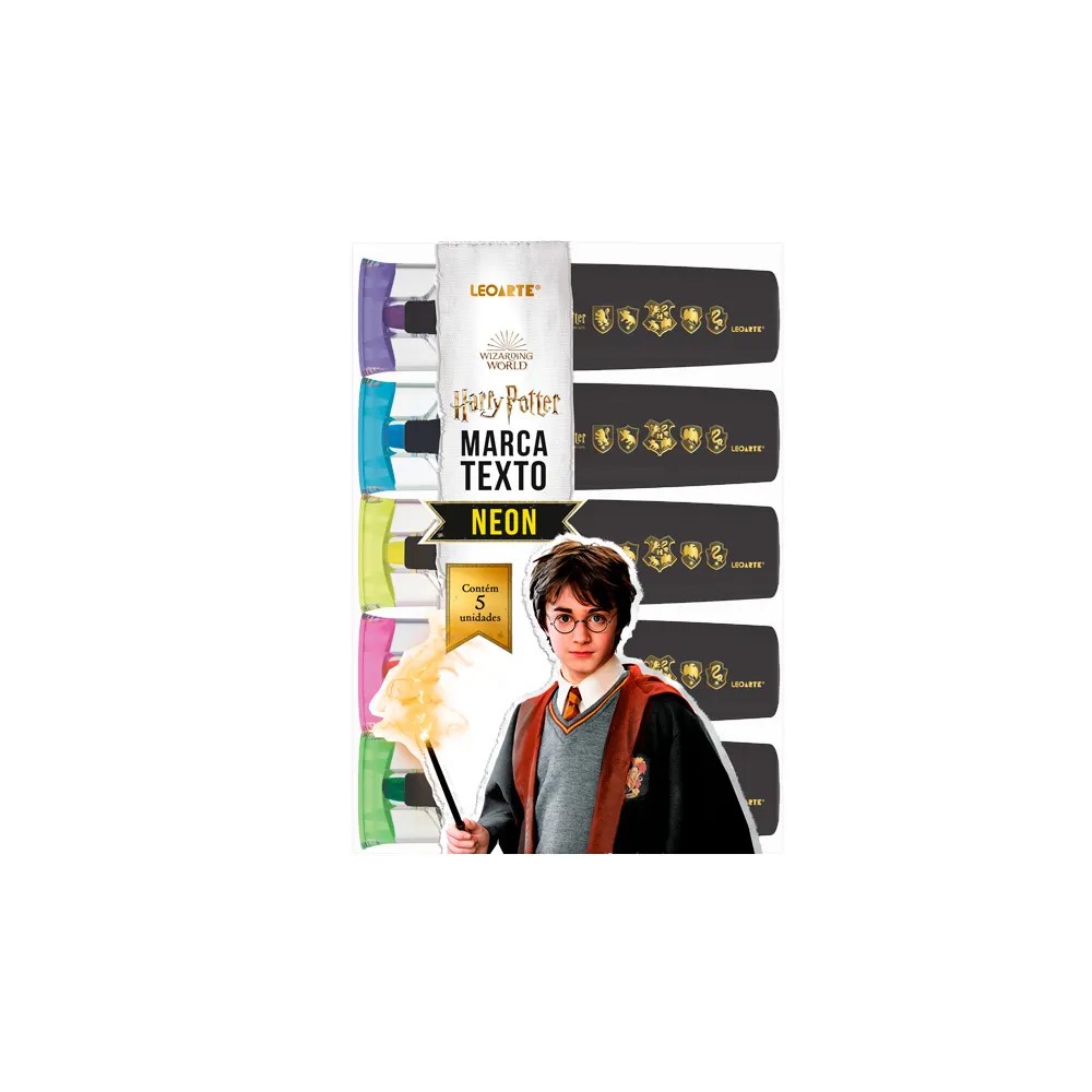 kit marca texto harry 3930 - 1 Marca Texto Harry Potter C/ 5 Cores Leoarte - Imagem 1