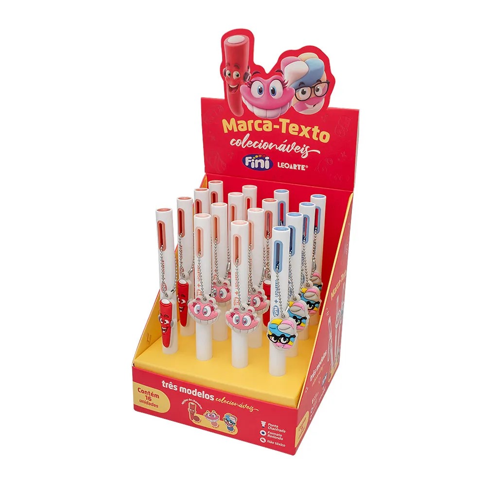 marca texto fini 3949 - 1 MARCA TEXTO FINI COM PINGENTE | 3 CORES | 3 PERSONAGENS - LEOARTE - Imagem 1